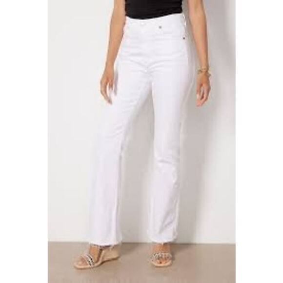 AG Adriano Goldschmied Denim - AG Adriano Goldschmied Alexxis Boot White Denim Jeans High Rise Vintage Fit 31R